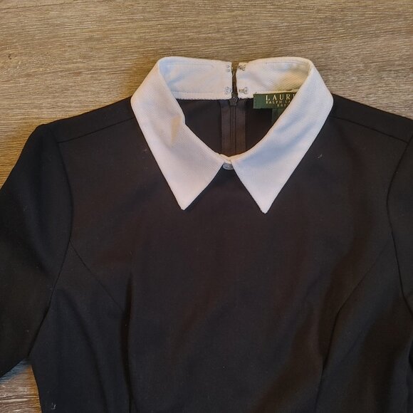 RALPH LAUREN Brand New Black & White Long Sleeve Collared Gothic Designer Dress - Picture 6 of 8